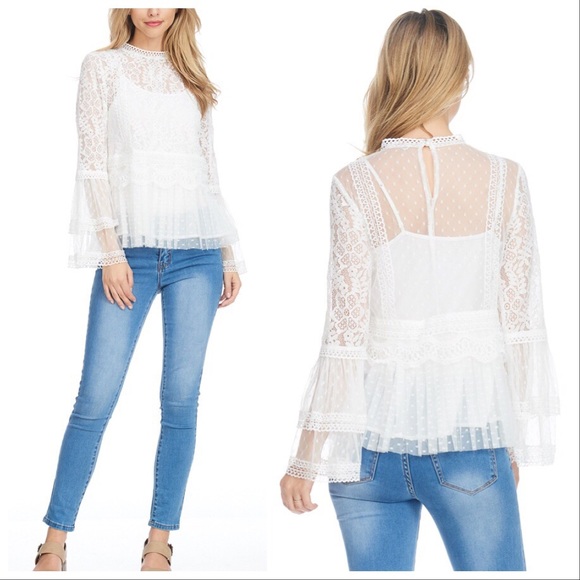 Fancy Lace Peplum Layering Top - Picture 3 of 8